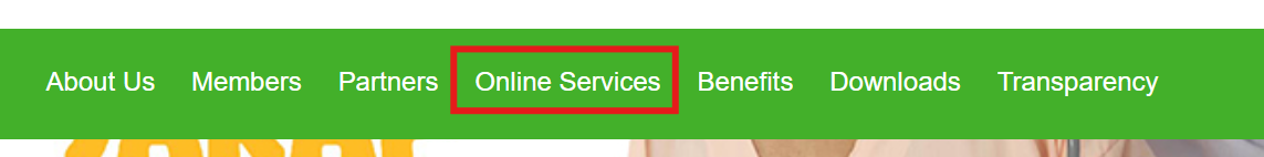 PhilHealth website Online Services menu