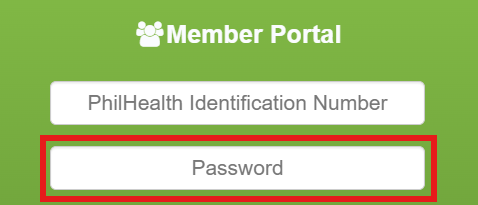 PhilHealth Member Portal password field