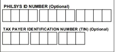 Optional PhilSys National ID number and TIN fields on the PMRF