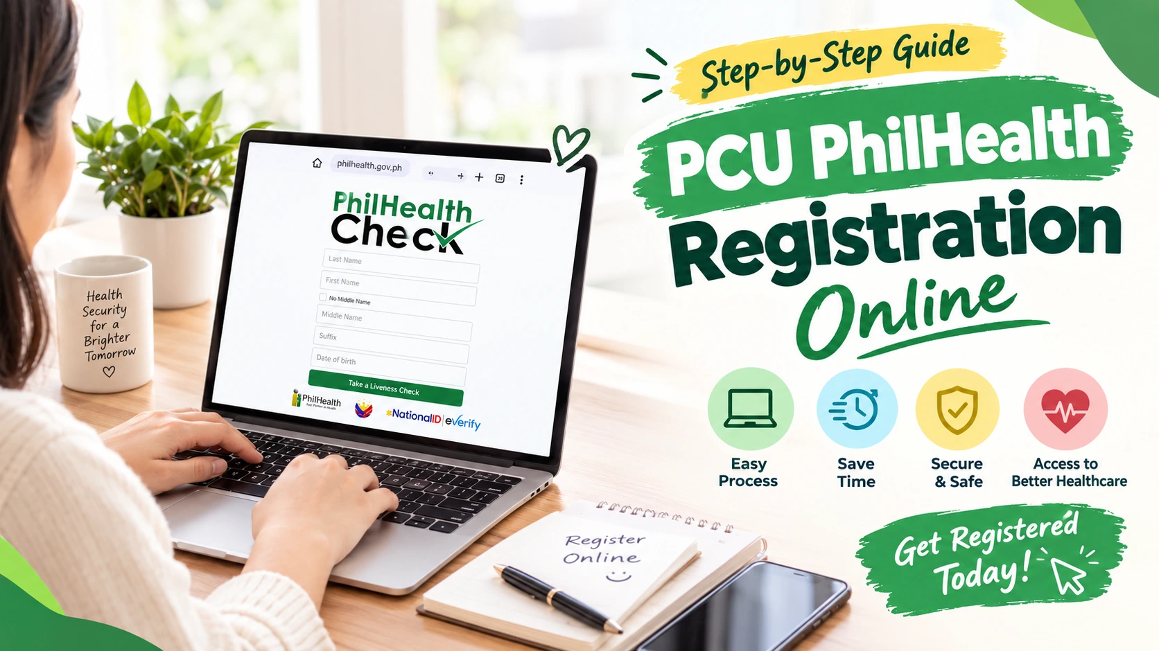 PhilHealth Check Utility (PCU) online identity verification screen for PhilHealth members